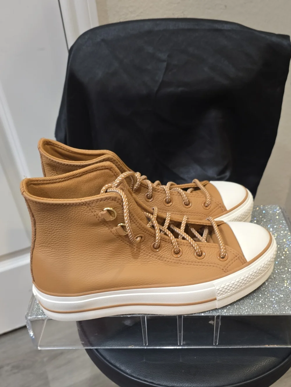 Converse Chuck Taylor All Star Lift Platform Glam Leather Sneakers-Incensed/Egre - Picture 12 of 13